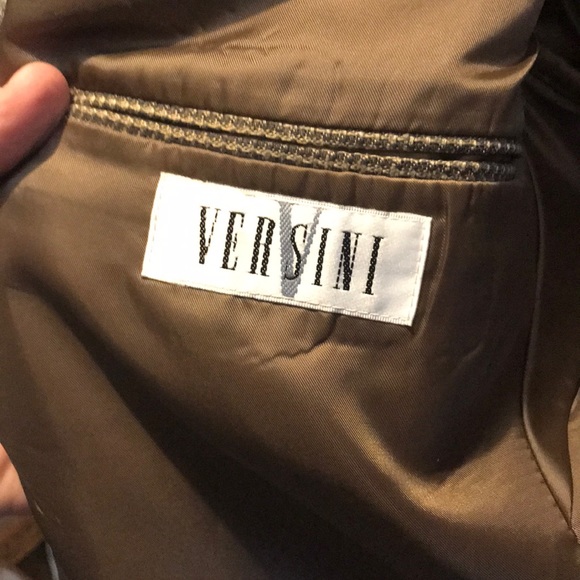 Versini Brown/Tan/Blue Plaid Mens Blazer - Picture 5 of 8